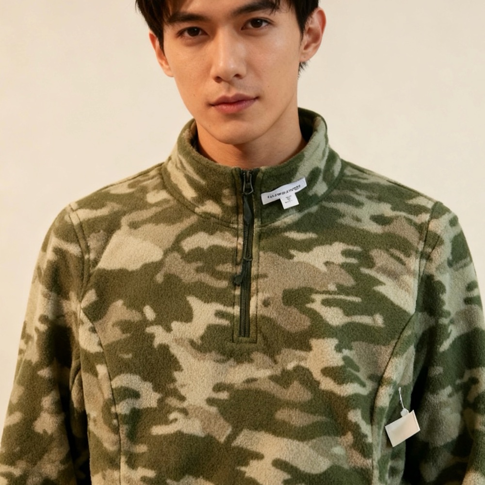 Men's Camouflage Quarter-Zip Fleece Jacket